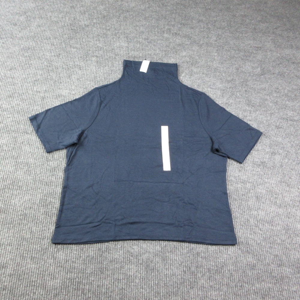 Banana Republic Shirt Womens 2XL Blue Mock Neck Jersey Rayon Stretch NWT